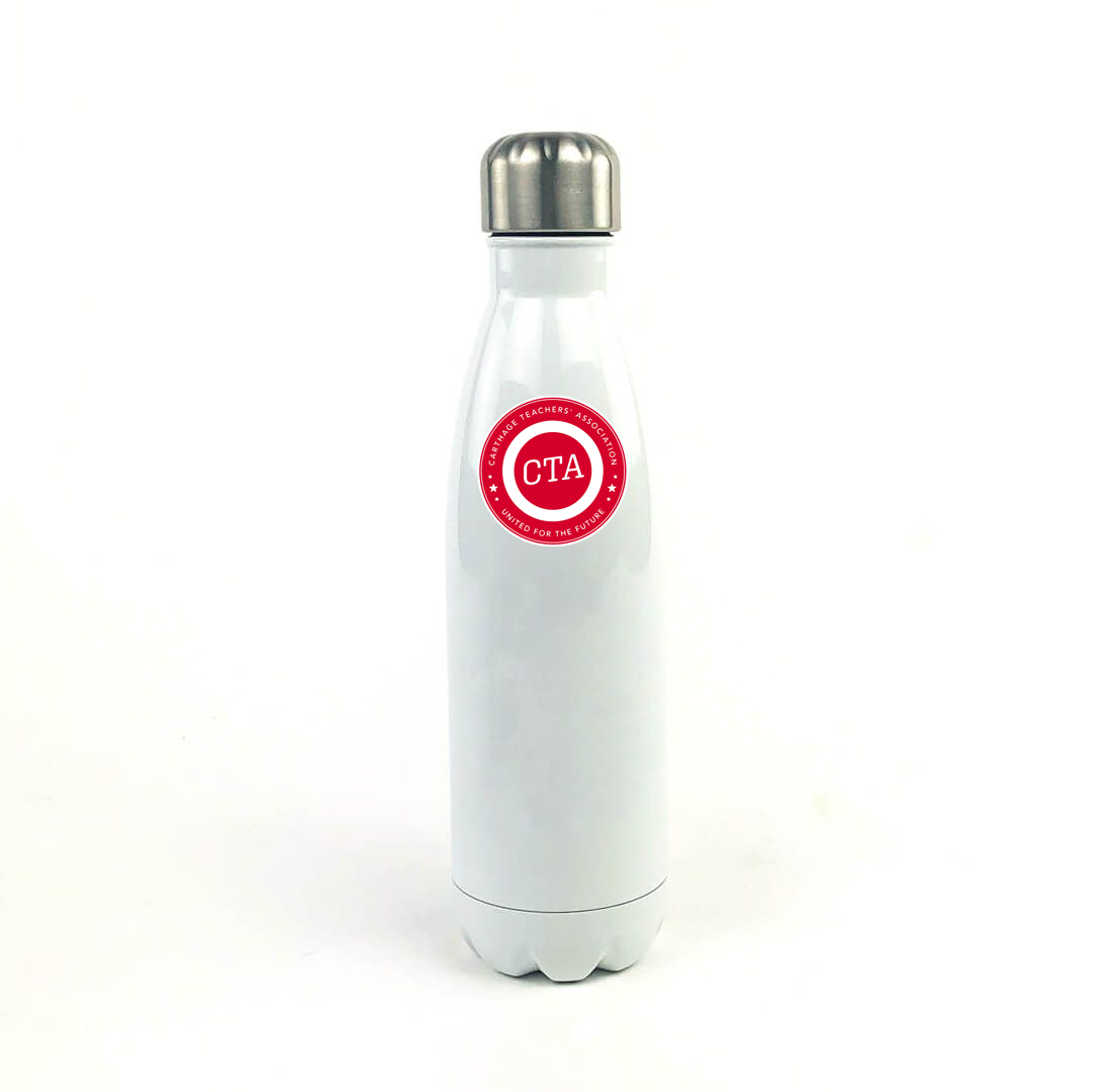 Carthage Teachers' Association 17 Oz. White Stainless Steel Water Bottle