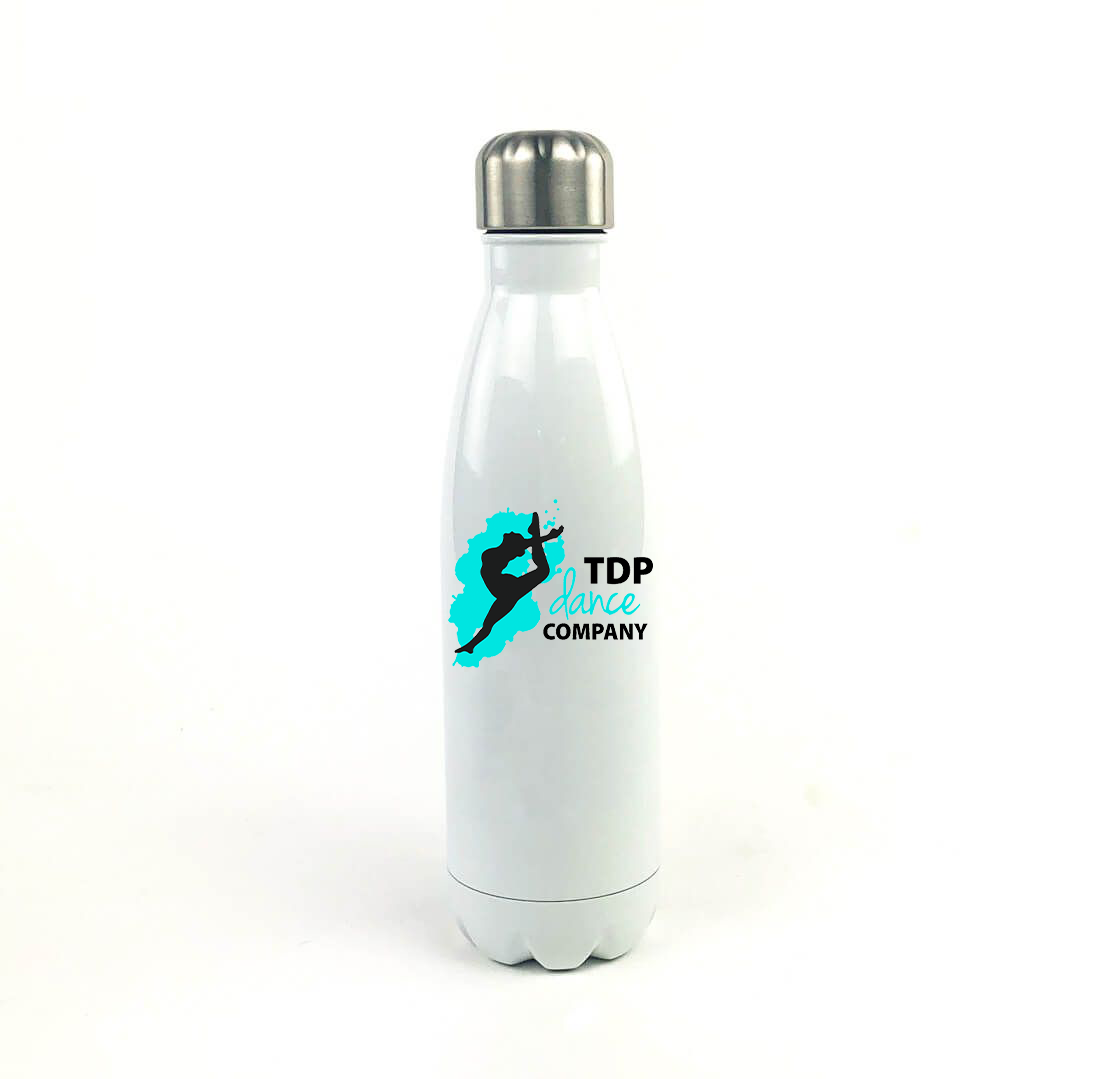 TDP Dance Company 17 Oz. White Stainless Steel Water Bottle