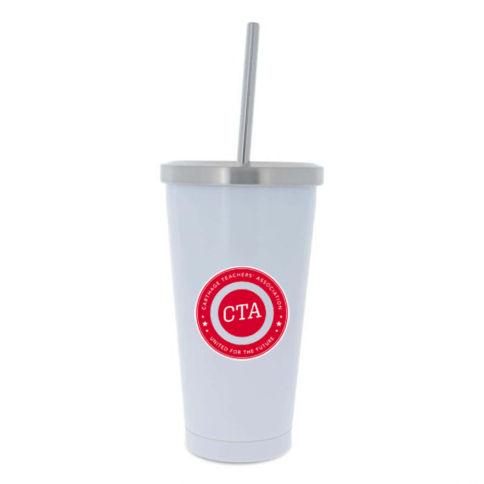 Carthage Teachers' Association 16oz Stainless Steel Cup with Straw