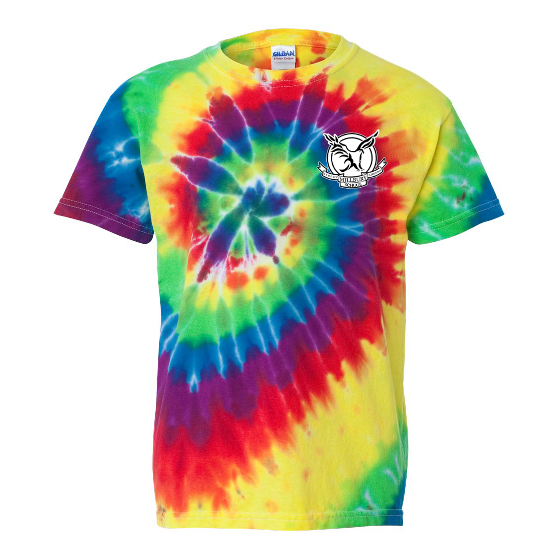Millbury Street Elementary Dyenomite Multi-Color Spiral T-Shirt