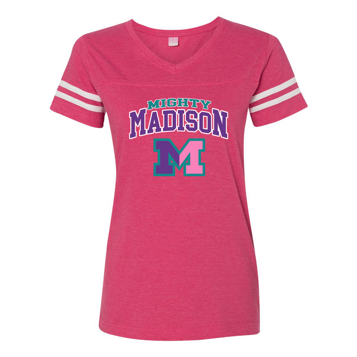 Mighty Madison Women's Football V-Neck Fine Jersey Tee