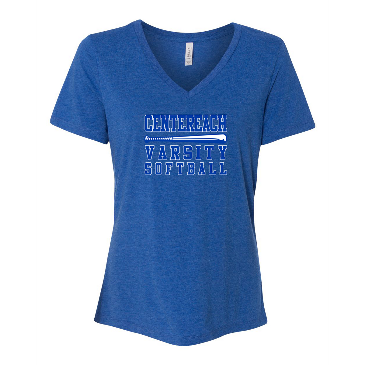Centereach Varsity Softball BELLA + CANVAS Women’s Relaxed Jersey V-Neck Tee