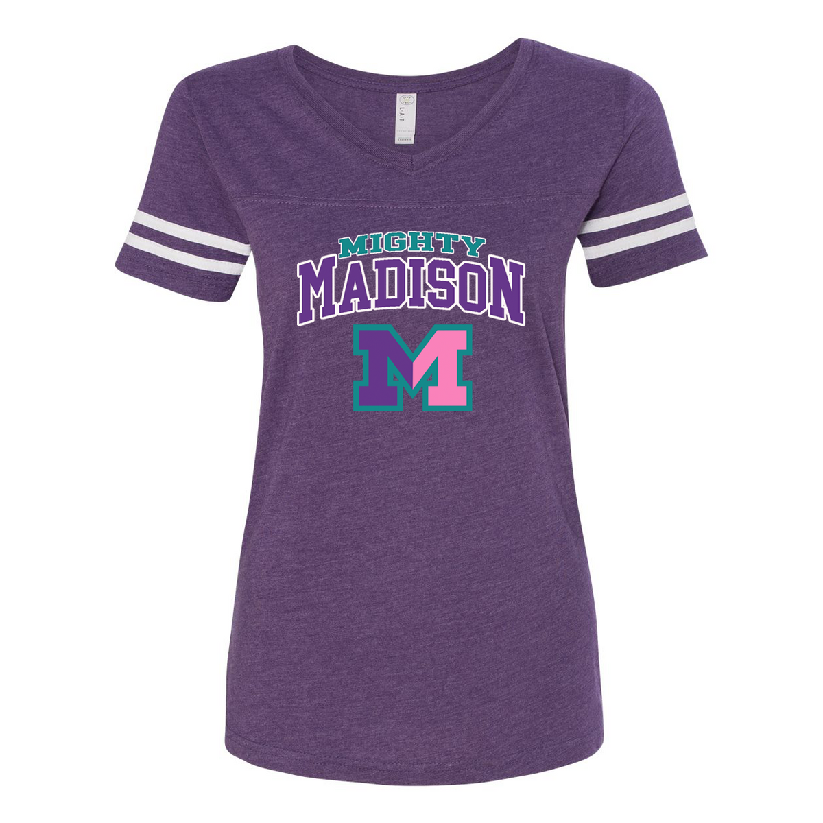Mighty Madison Women's Football V-Neck Fine Jersey Tee