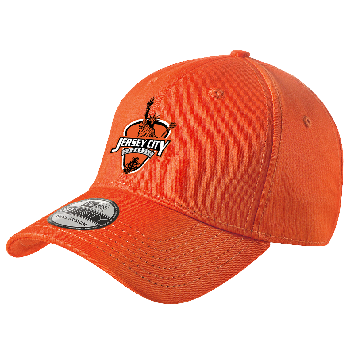Jersey City Lacrosse New Era Structured Stretch Orange Cap Text Logo