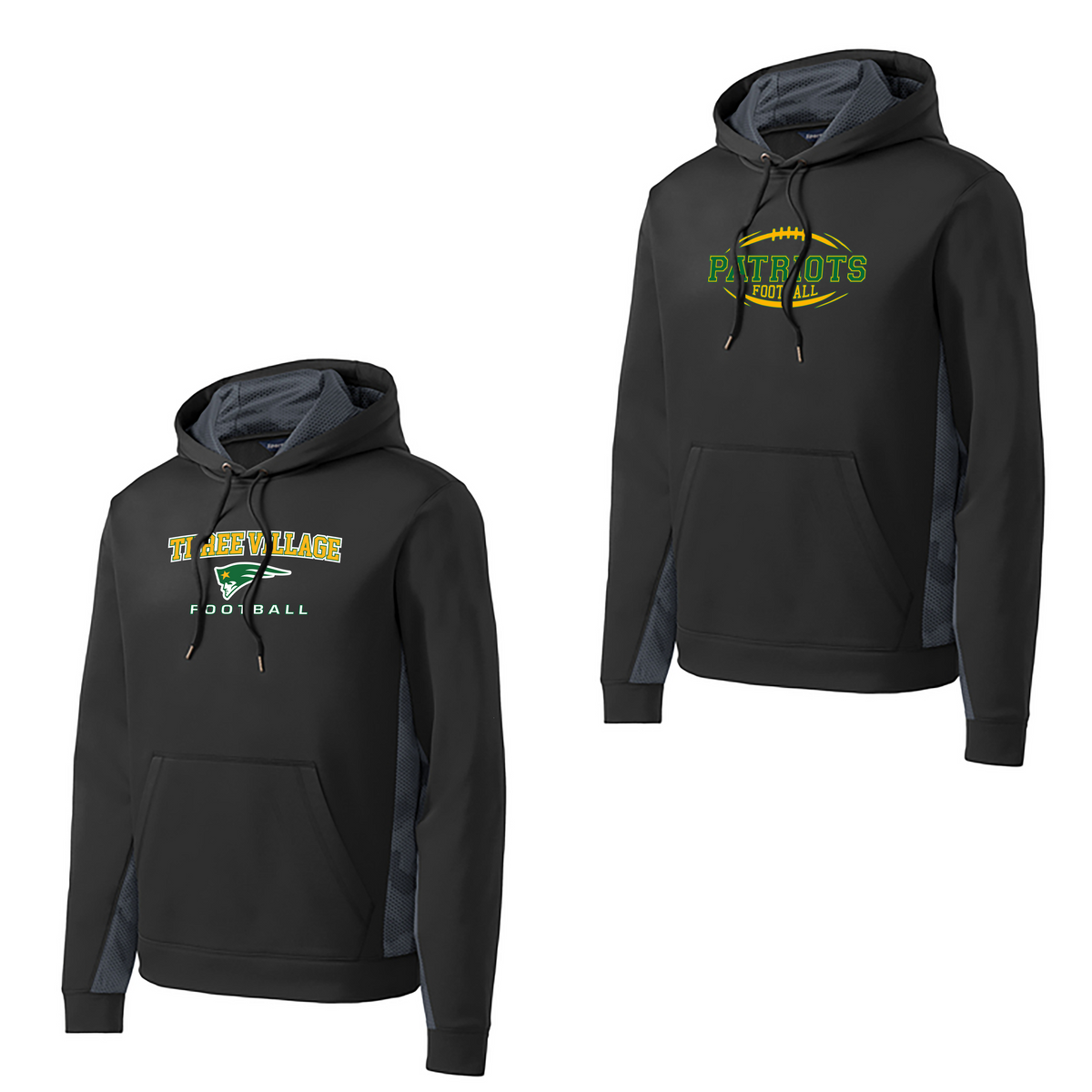 Three Village Football Youth Fleece Color Block Hoodie