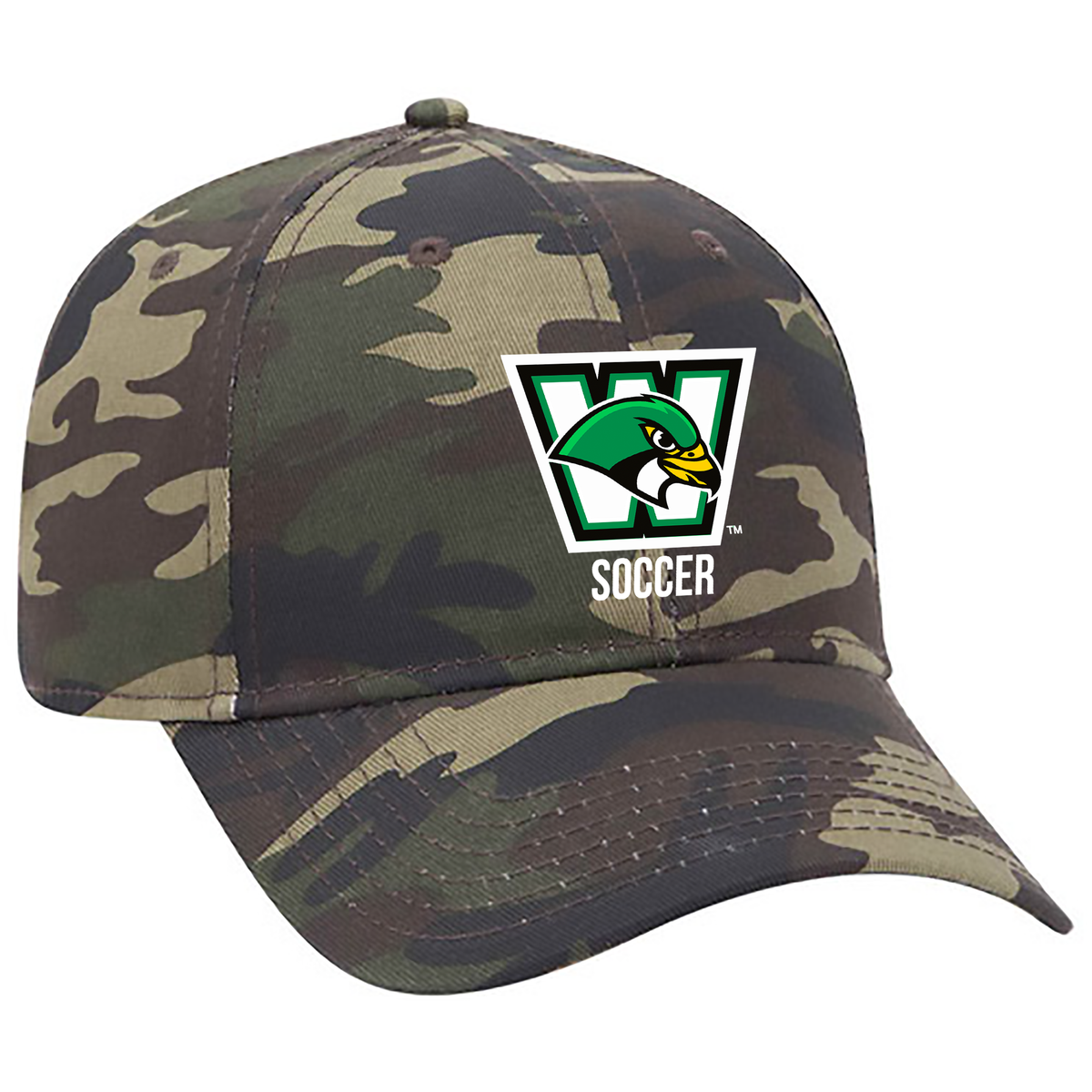 Woodland Falcons High School Soccer Camo Baseball Cap