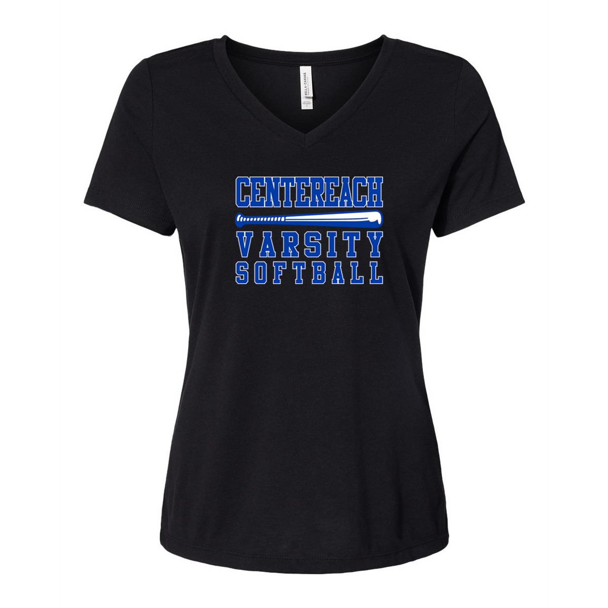 Centereach Varsity Softball BELLA + CANVAS Women’s Relaxed Jersey V-Neck Tee