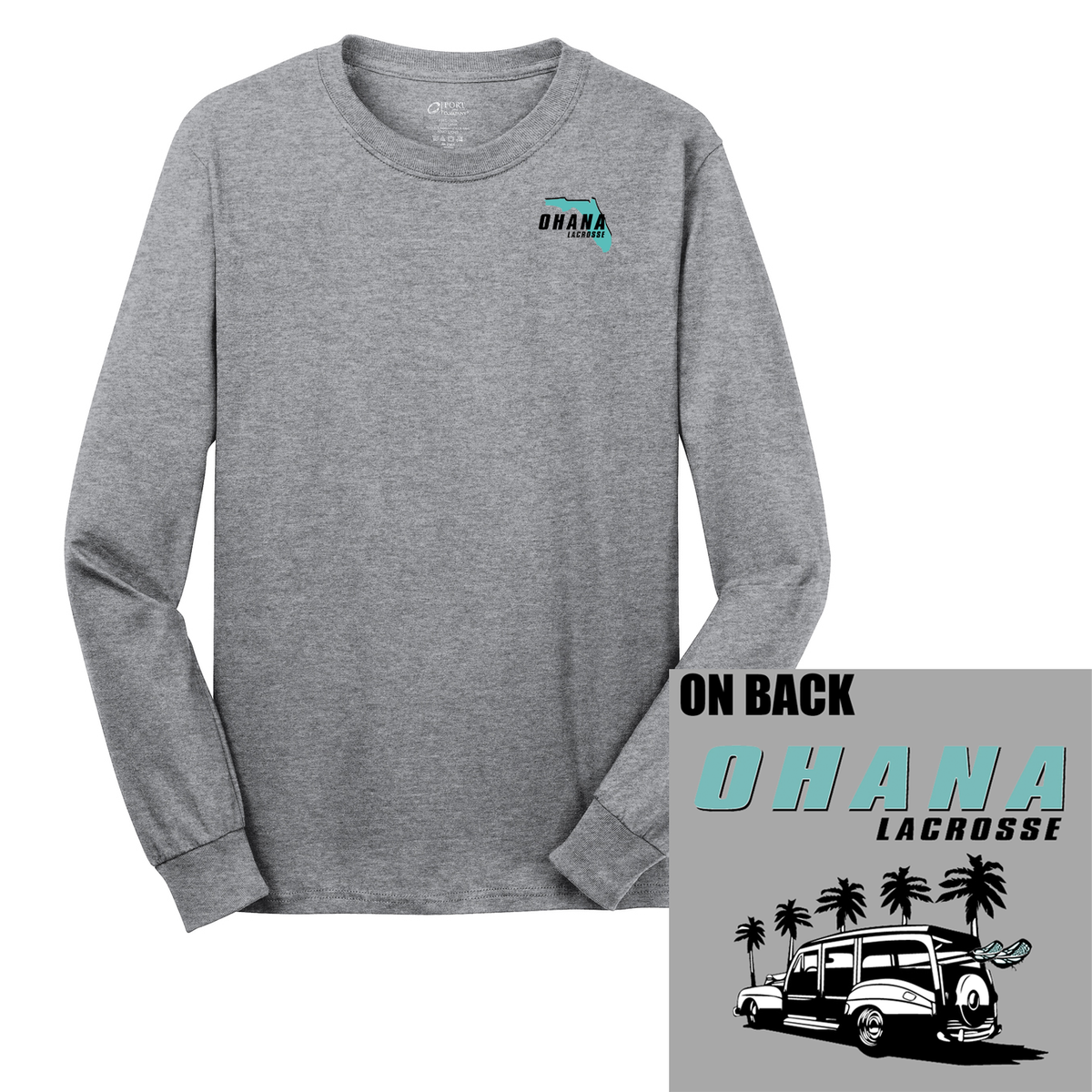 Ohana Lacrosse  Cotton Long Sleeve Shirt (Front&Back Logo)