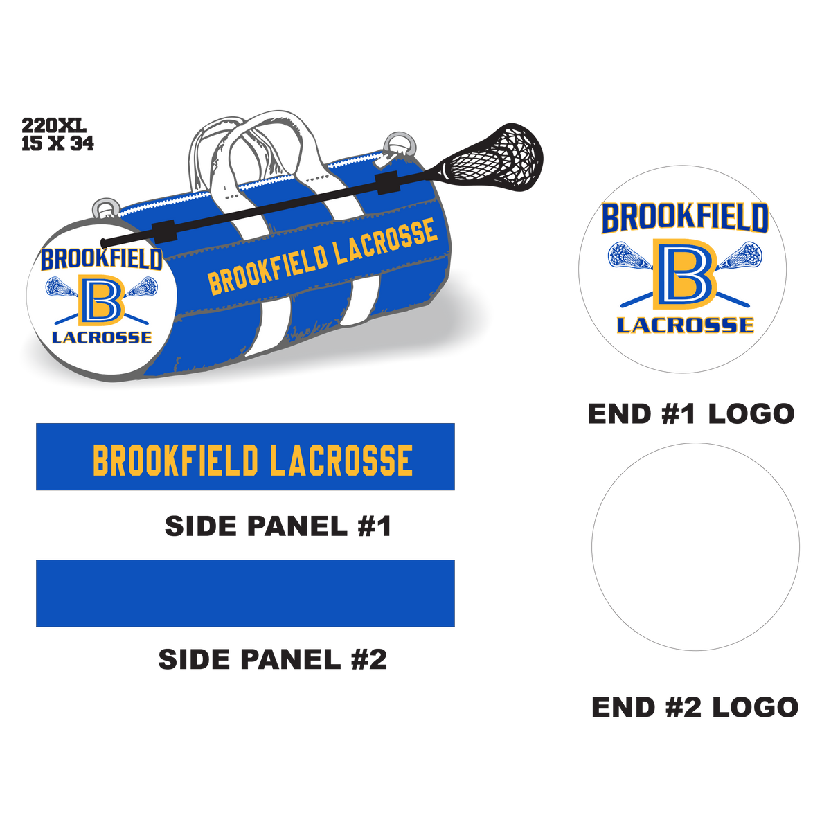 Brookfield Lacrosse Velcro Stick Holder XL Lacrosse Duffel Bag