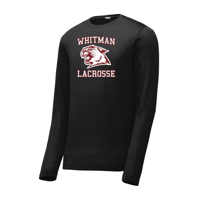 Whitman Lacrosse Men's Black Long Sleeve CottonTouch Performance Shirt