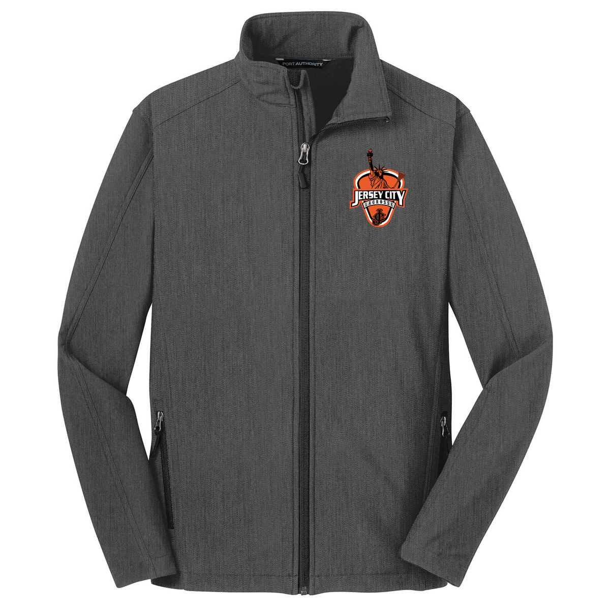 Jersey City Lacrosse Charcoal Soft Shell Jacket Shield Logo