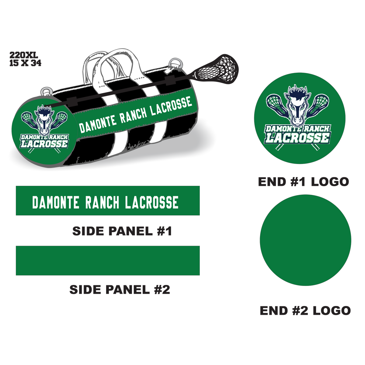 Damonte Ranch Lacrosse Velcro Stick Holder XL Lacrosse Duffel Bag