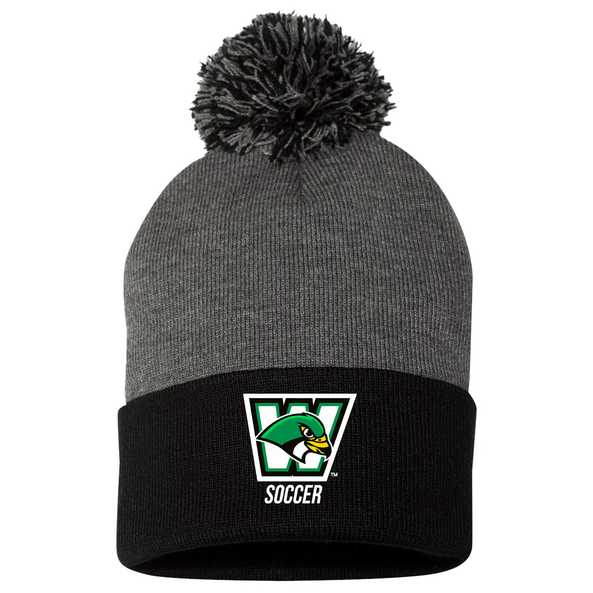 Woodland Falcons High School Soccer Sportsman Pom-Pom Beanie