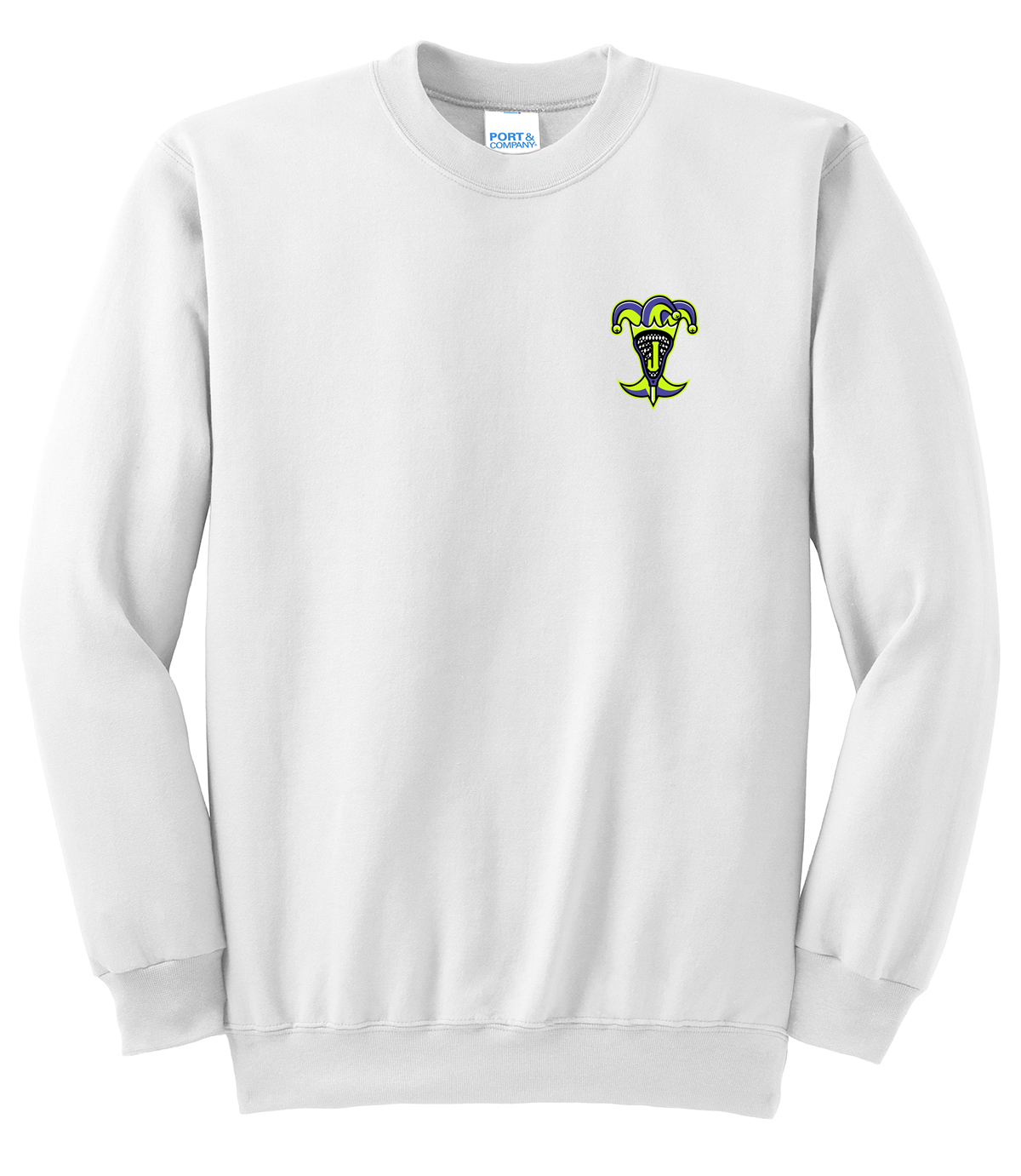 Epic Lacrosse Jokers White Crew Neck Sweatshirt Alt Logo