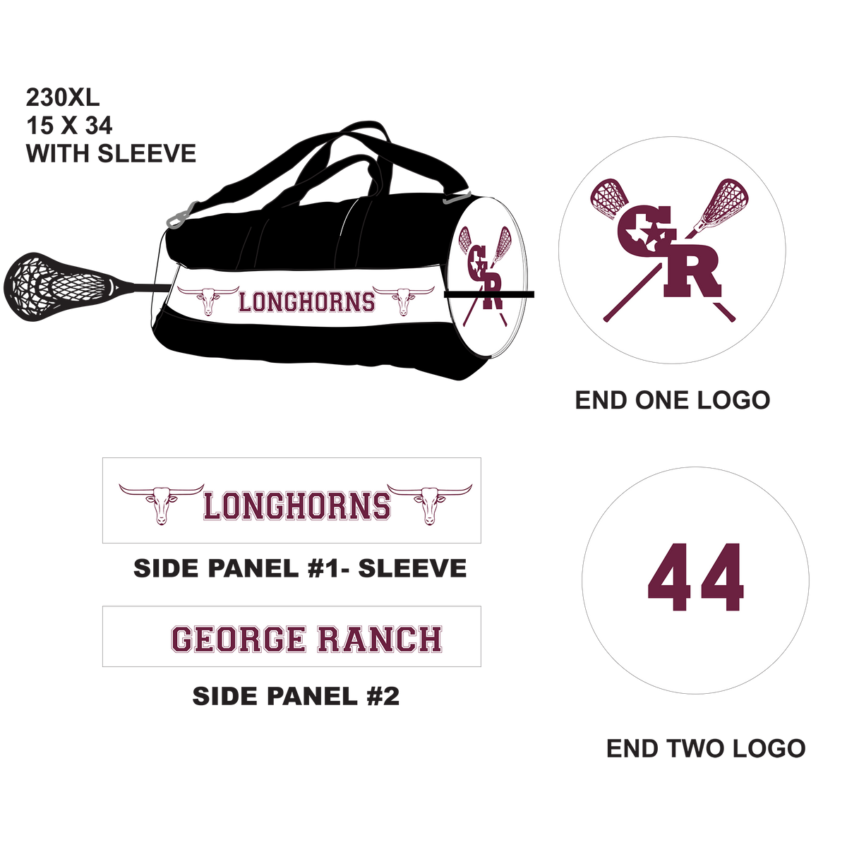 GR Longhorns Lacrosse Team Bag