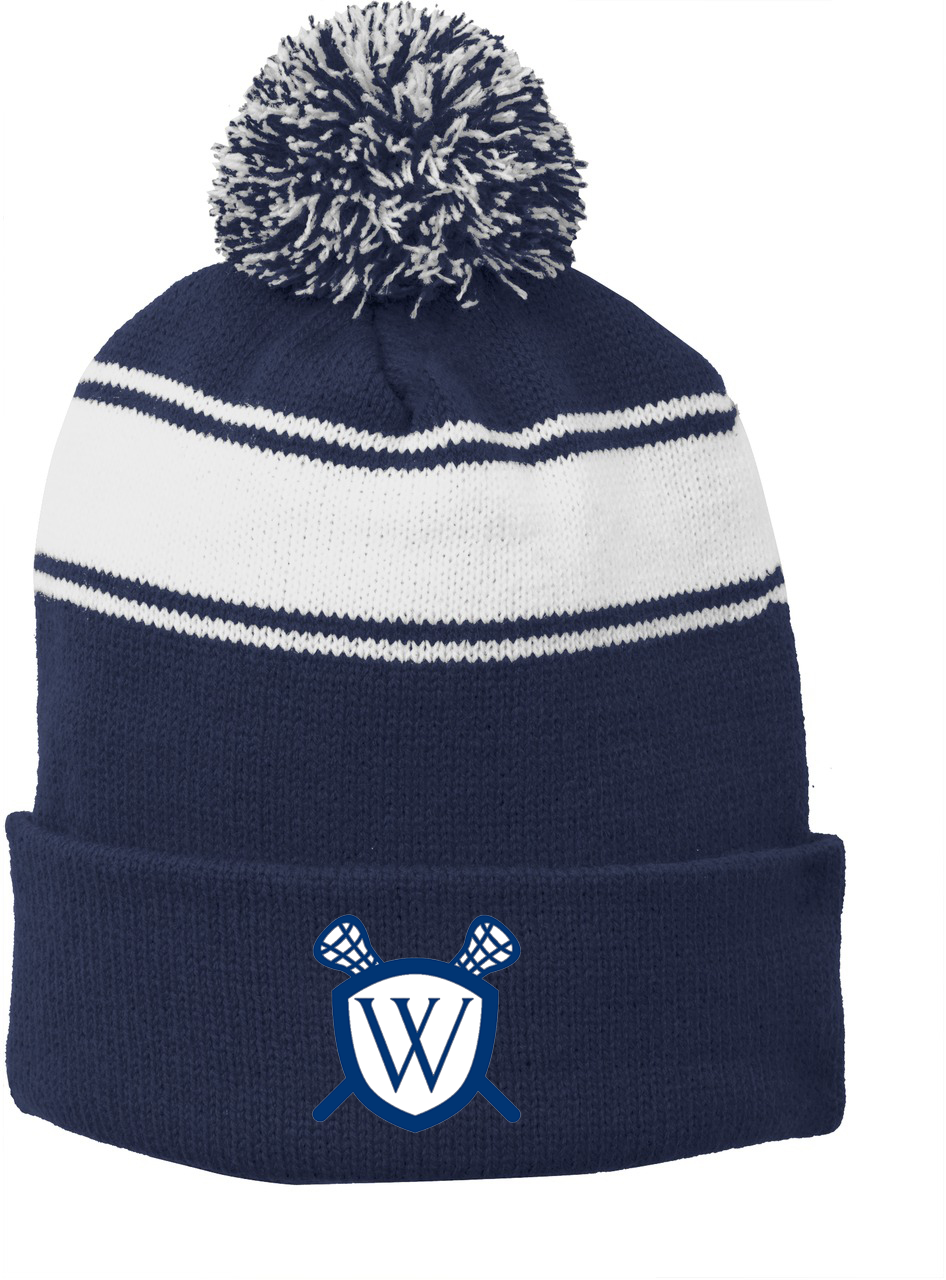 Woodstock Lacrosse Navy & White Pom Pom Beanie