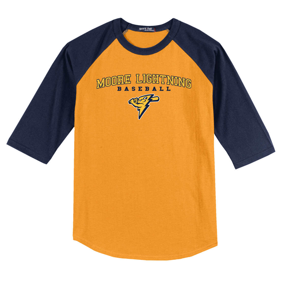Moore Lightning Baseball  3/4 Sleeve Baseball Shirt