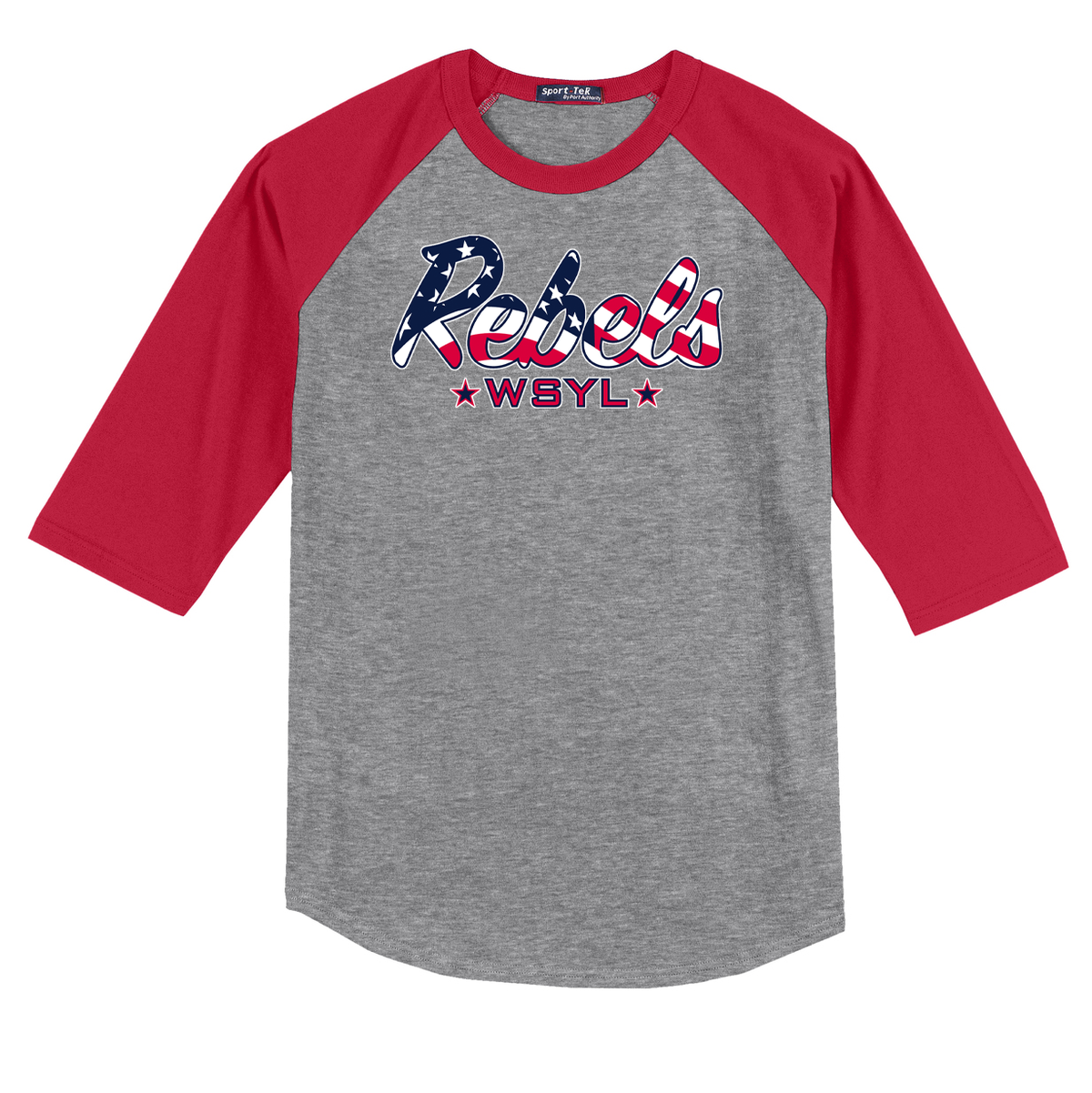 Rebels World Series Youth League 3/4 Sleeve Baseball Shirt