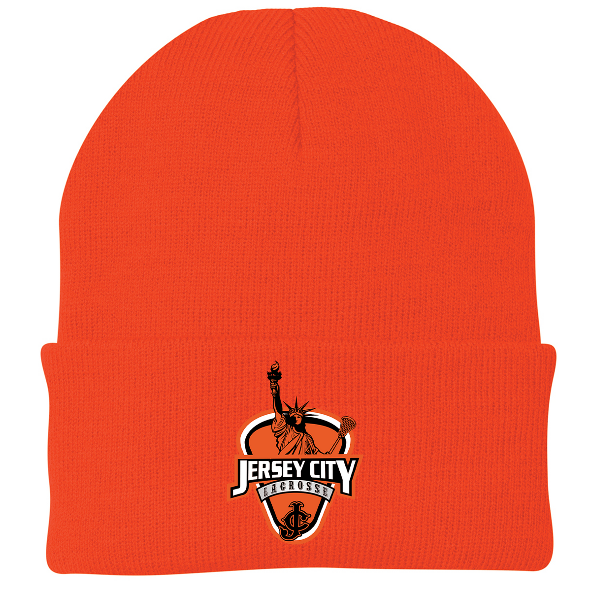 Jersey City Lacrosse Knit Beanie Text Logo