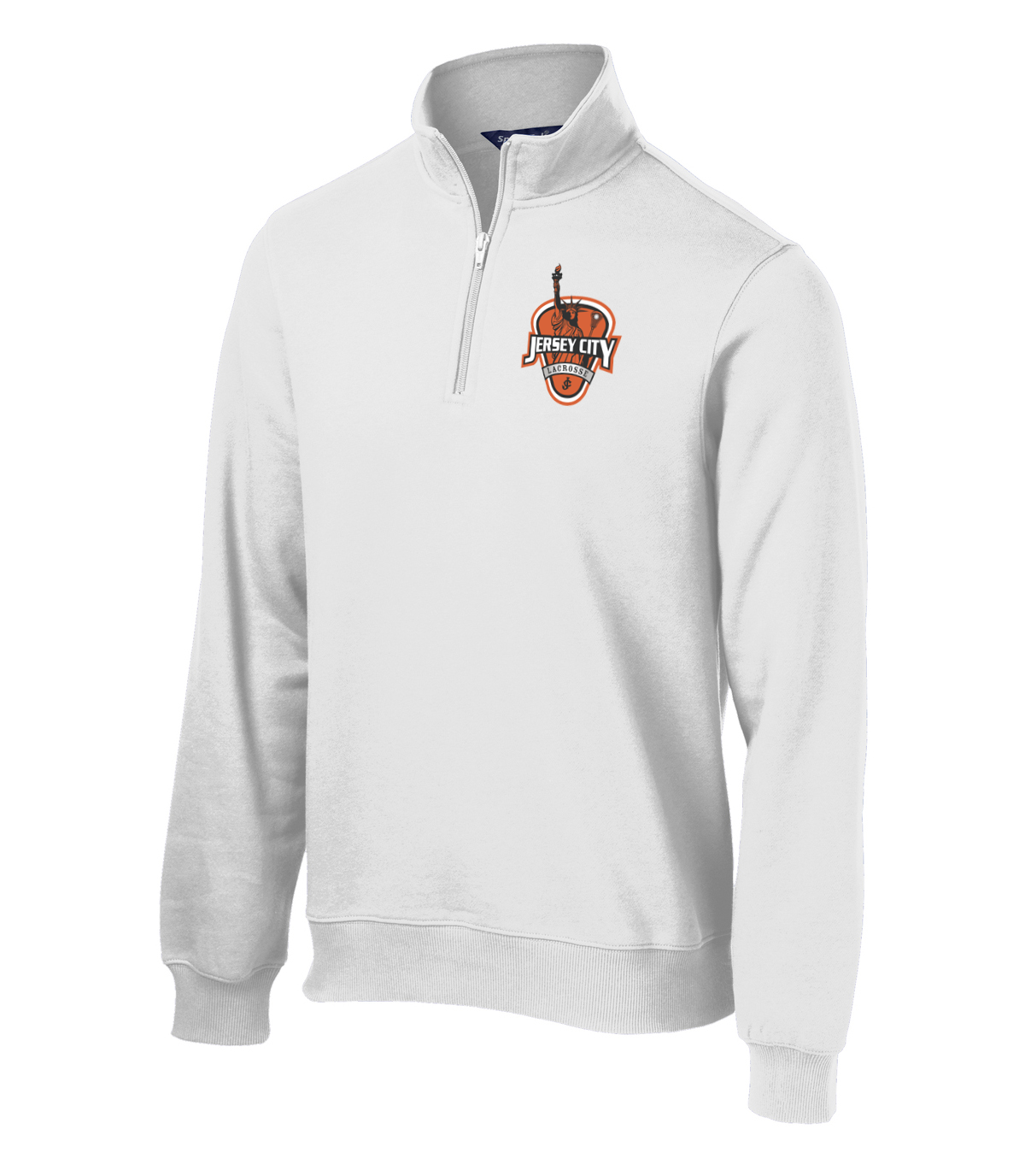 Jersey City Lacrosse White 1/4 Zip Fleece Shield Logo