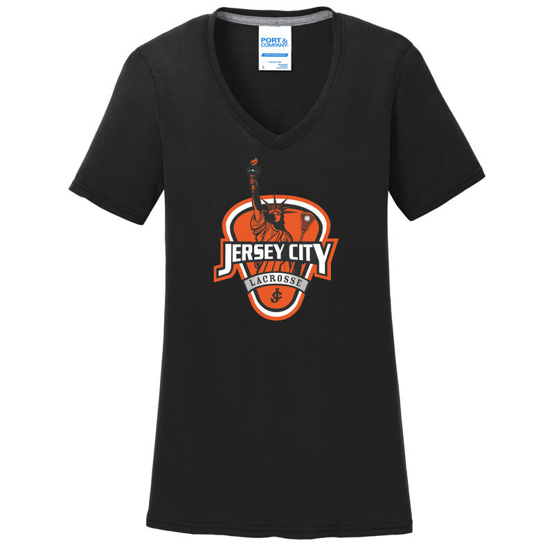 Jersey City Lacrosse Women's Black T-Shirt Shield Logo