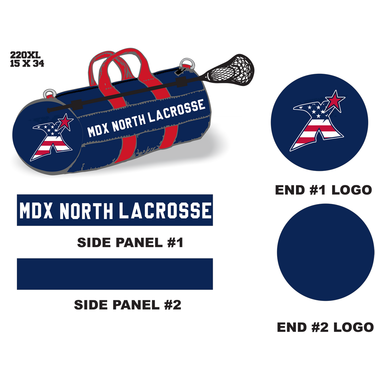 MDX North Velcro Stick Holder XL Lacrosse Duffel Bag