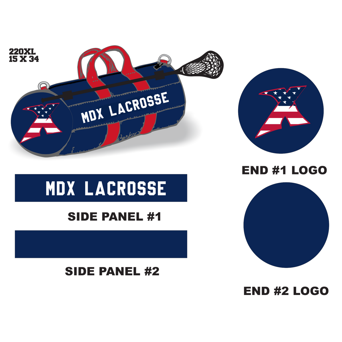 MDX Velcro Stick Holder XL Lacrosse Duffel Bag