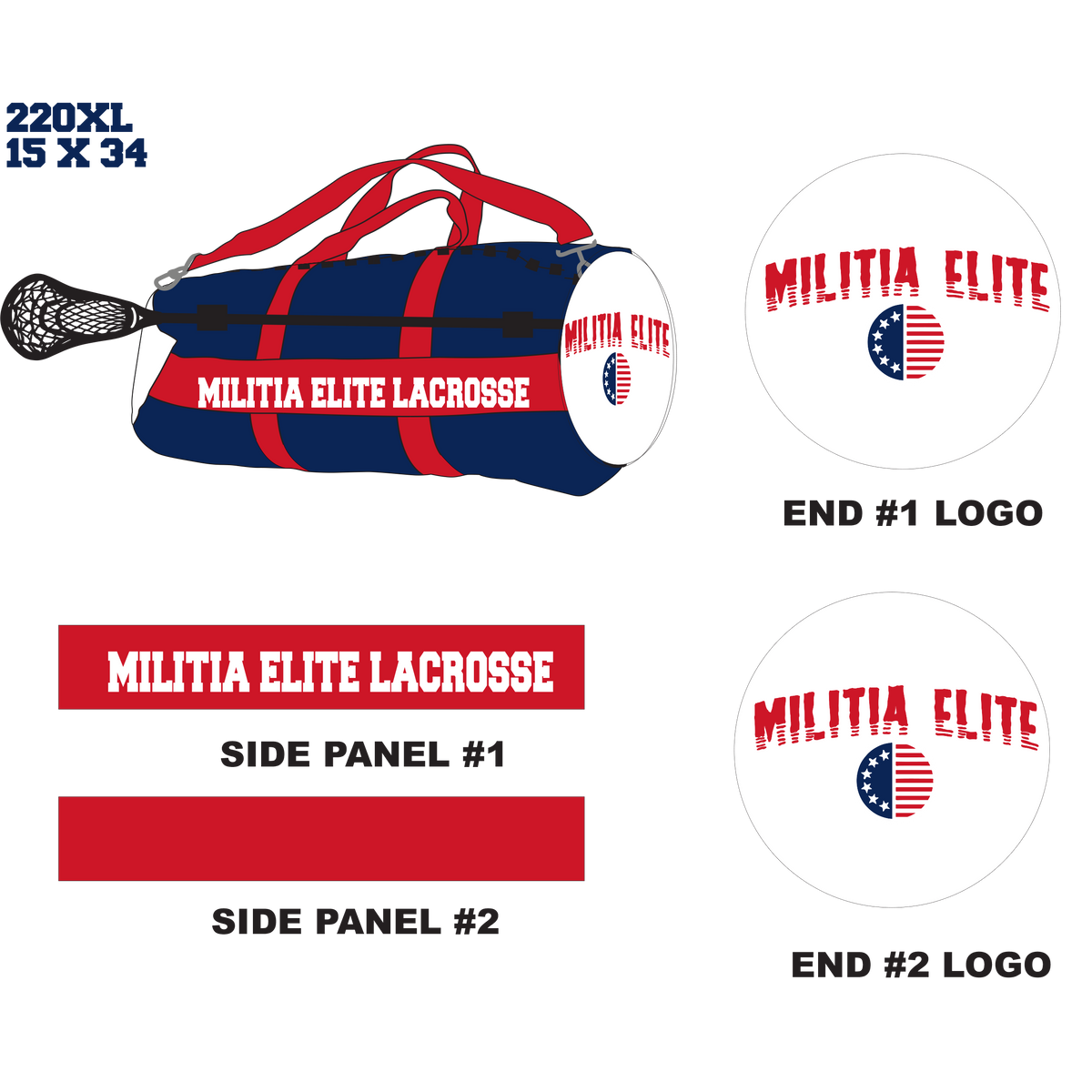 Militia Elite Velcro Stick Holder XL Lacrosse Duffel Bag