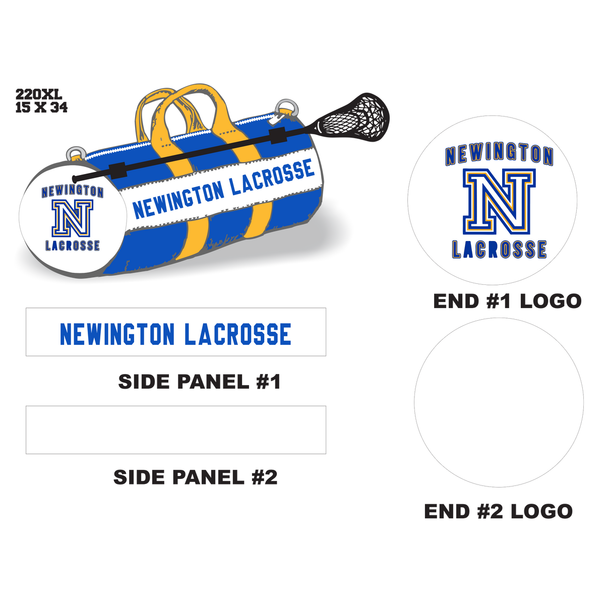 Newington Lacrosse Velcro Stick Holder XL Lacrosse Duffel Bag