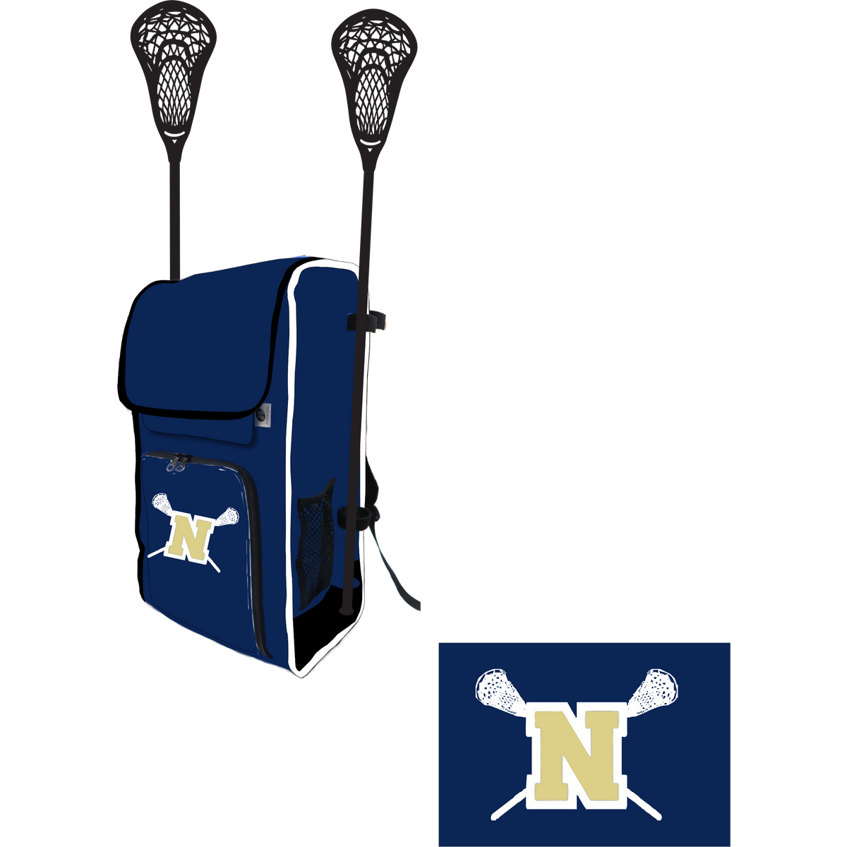 Newington High School Lacrosse Side Stick Holder Large Backpack