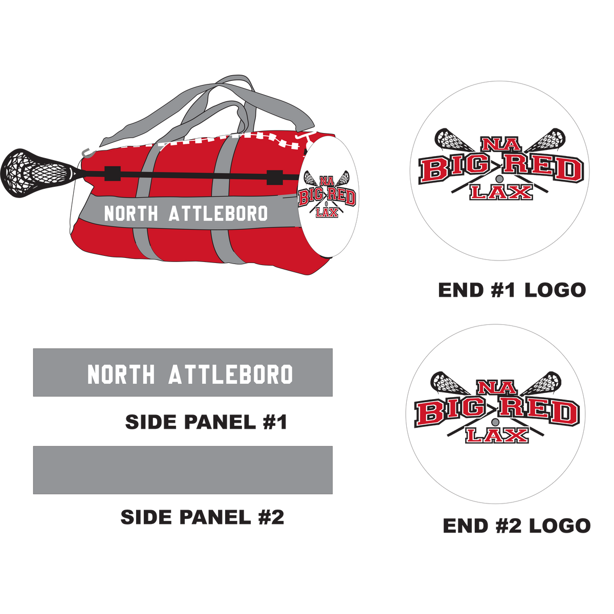 NA Big Red Lax Velcro Stick Holder XL Lacrosse Duffel Bag