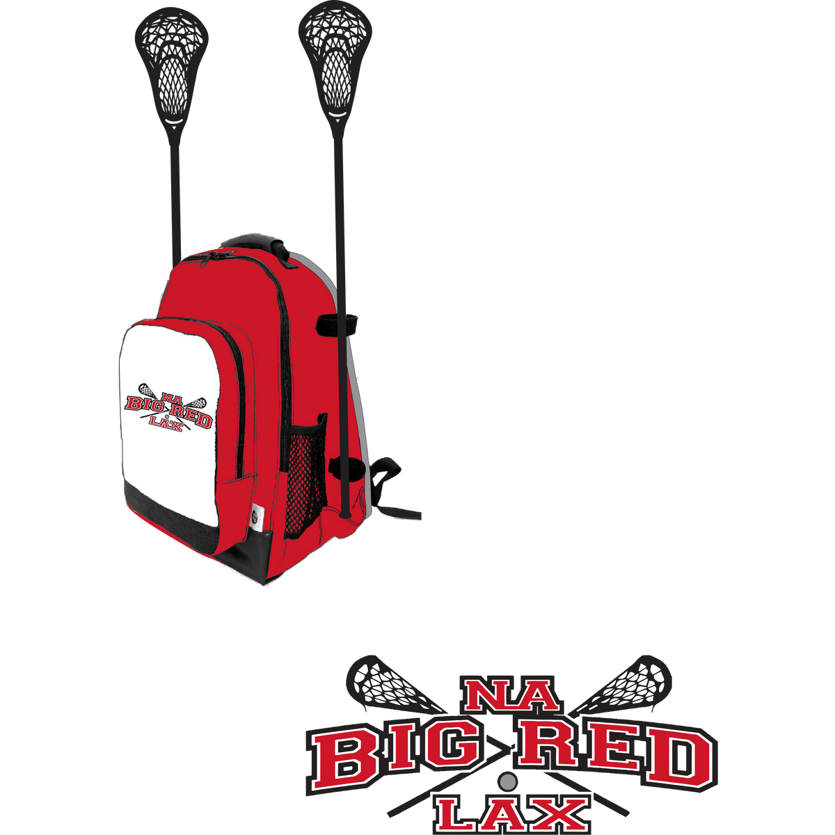NA Big Red Lax Side Lacrosse Stick Holder Small Backpack