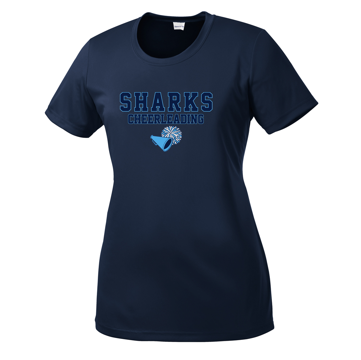 Sharks Cheerleading Women's Performance Tee *GLITTER LOGO*