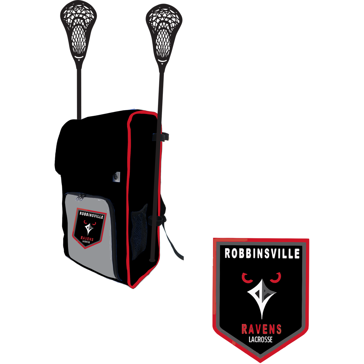 Robbinsville Lacrosse Association Side Stick Holder Large Backpack