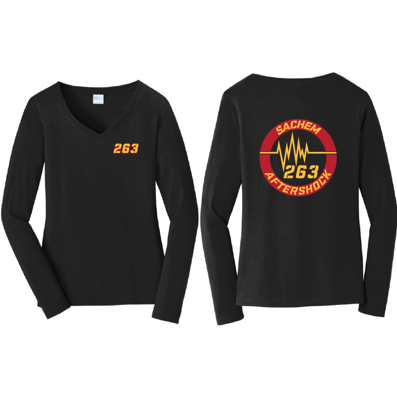 Robotics Team Port & Company® Ladies Long Sleeve Fan Favorite™ V-Neck Tee (ADULT only) BLACK OR GREY