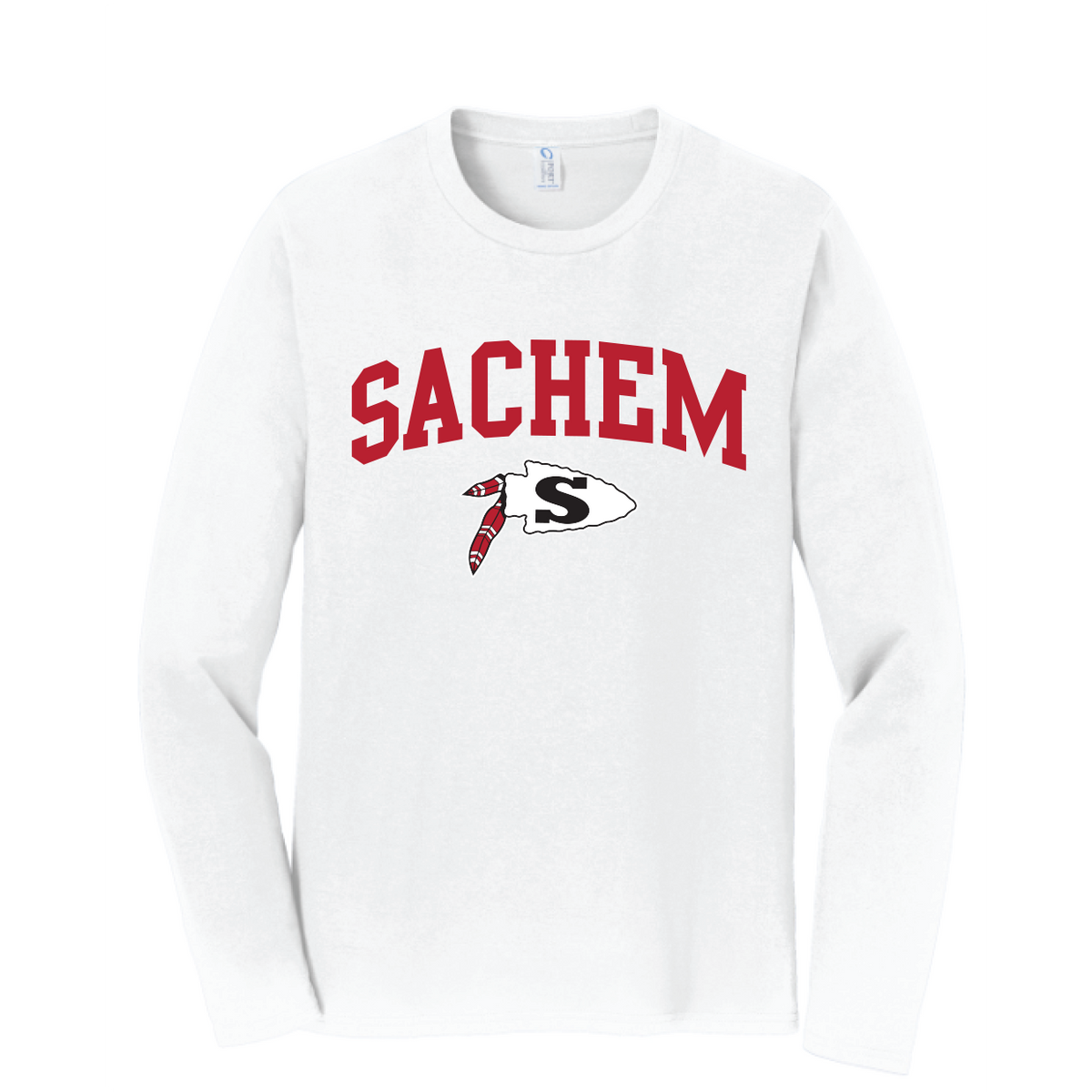 Sachem Spiritwear Port & Company® Long Sleeve Fan Favorite™ Tee (ADULT & YOUTH SIZES) Red or Gold School Logo White or Black Shirts