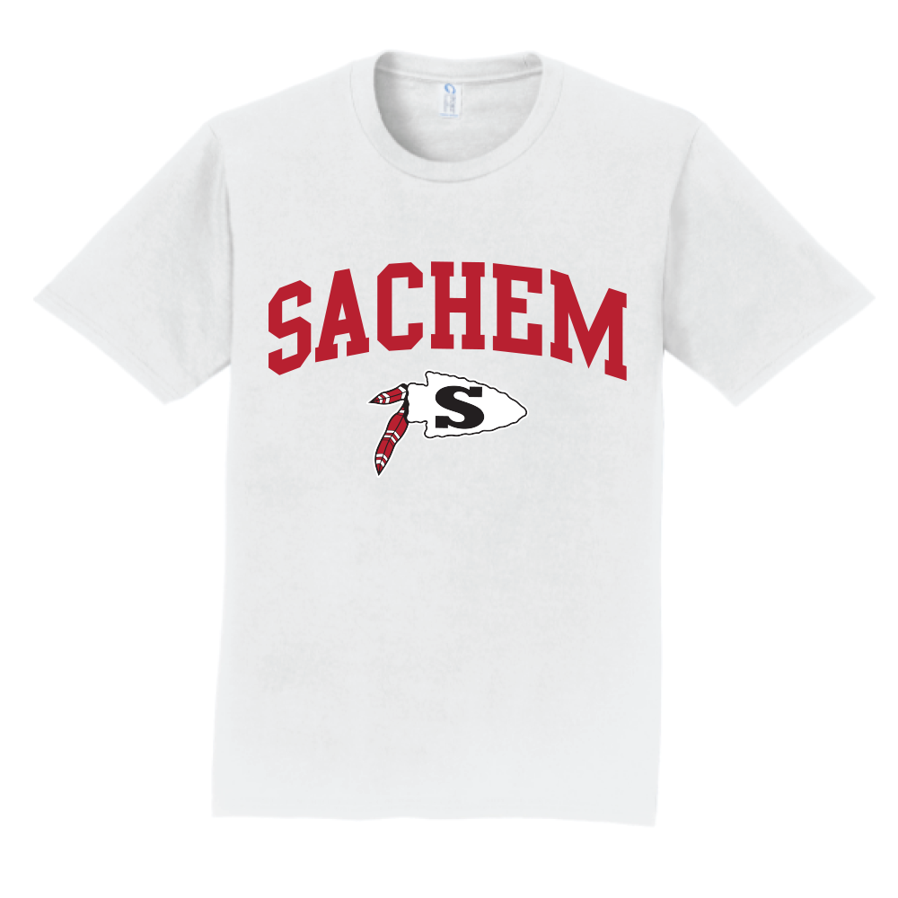 Sachem Spiritwear Port & Company® Fan Favorite™ Tee (ADULT & YOUTH SIZES) Red or Gold School Logo White or Black Shirts