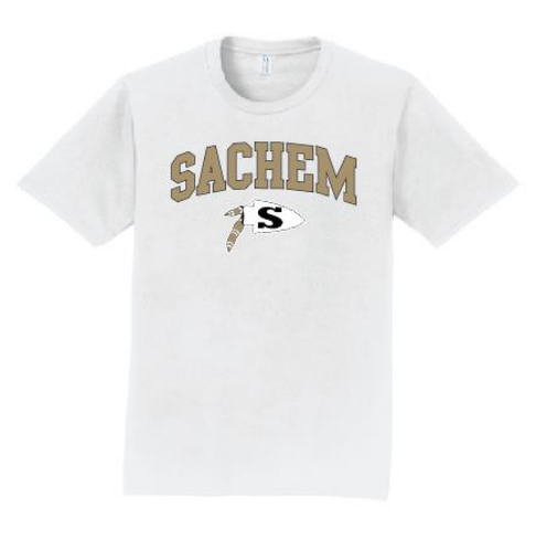 Sachem Spiritwear Port & Company® Fan Favorite™ Tee (ADULT & YOUTH SIZES) Red or Gold School Logo White or Black Shirts