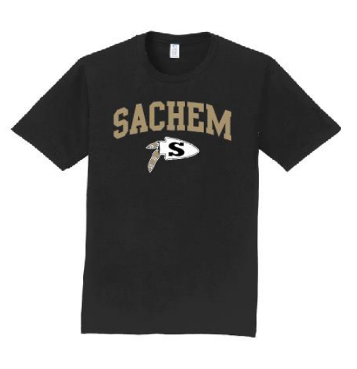 Sachem Spiritwear Port & Company® Fan Favorite™ Tee (ADULT & YOUTH SIZES) Red or Gold School Logo White or Black Shirts