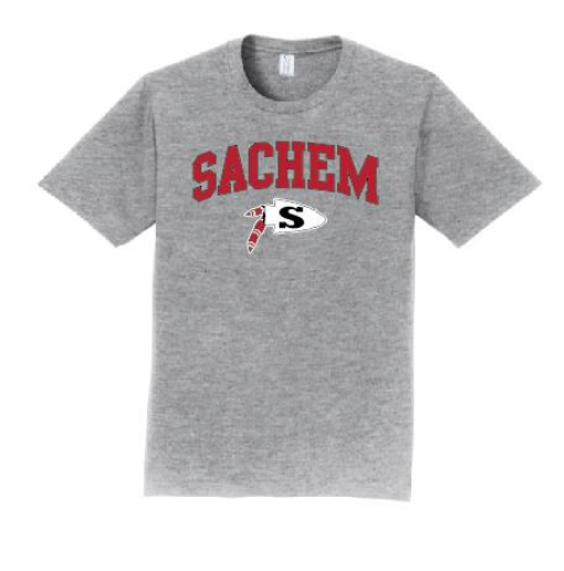 Sachem Spiritwear Port & Company® Fan Favorite™ Tee (ADULT & YOUTH SIZES) Red or Gold School Logo White or Black Shirts