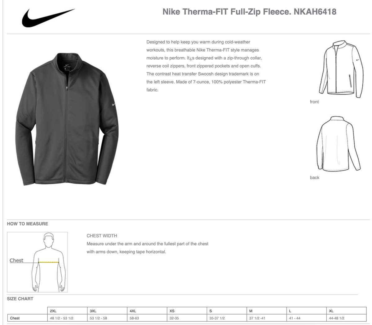 2Way Lacrosse Nike Thema-Fit Full Zip Fleece
