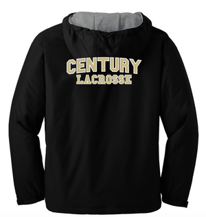 Century Lacrosse Black Hooded Jacket (Century Lacrosse on Back)