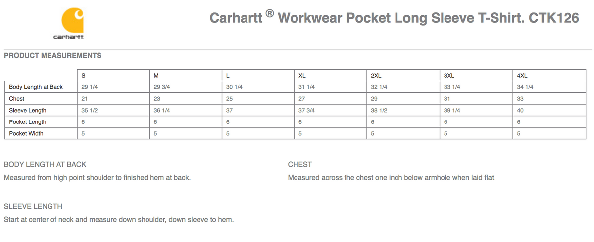 Sample Carhartt Pocket Long Sleeve Tee