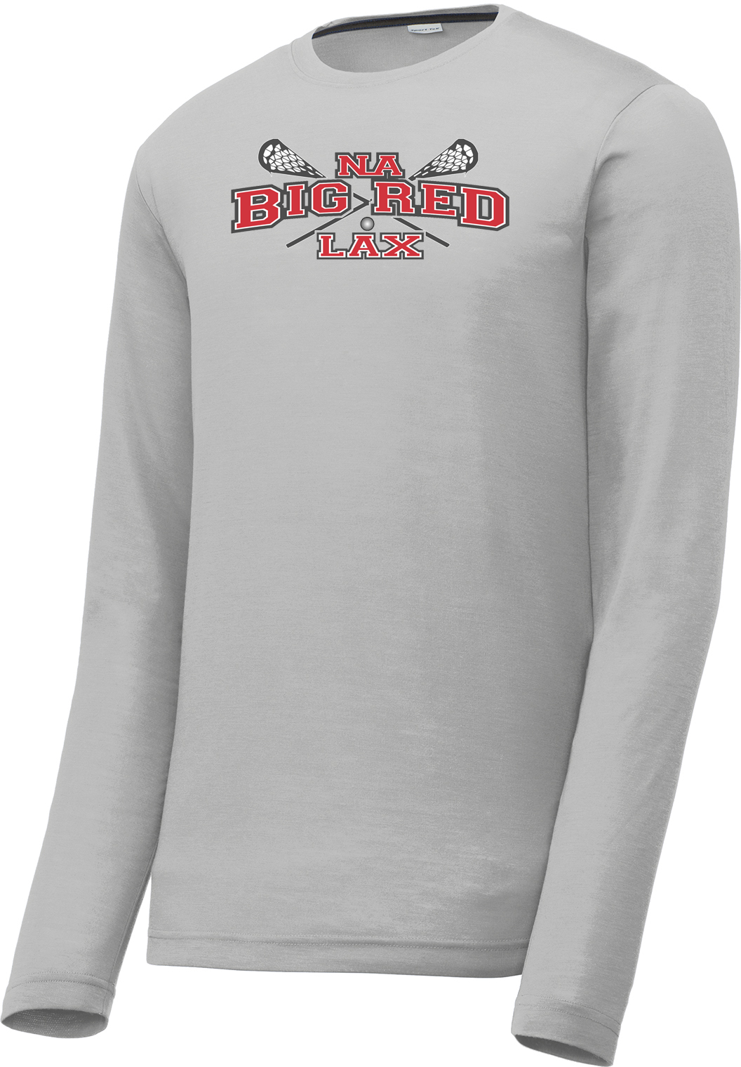 NA Big Red Lax Men's Silver Long Sleeve CottonTouch Performance Shirt