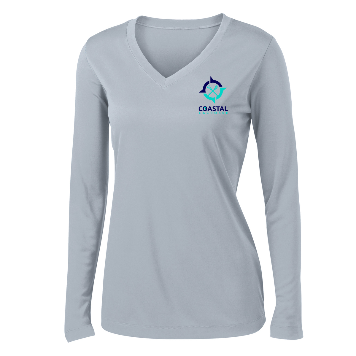 Coastal Lacrosse Women's Silver Long Sleeve Performance Shirt