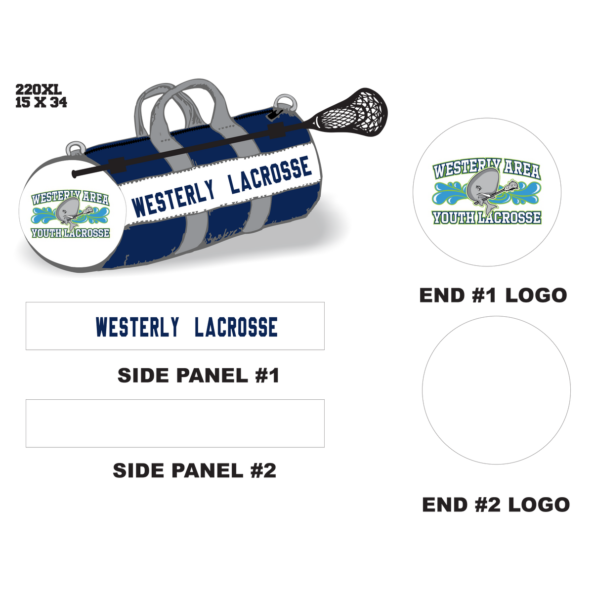 WAYL Velcro Stick Holder XL Lacrosse Duffel Bag