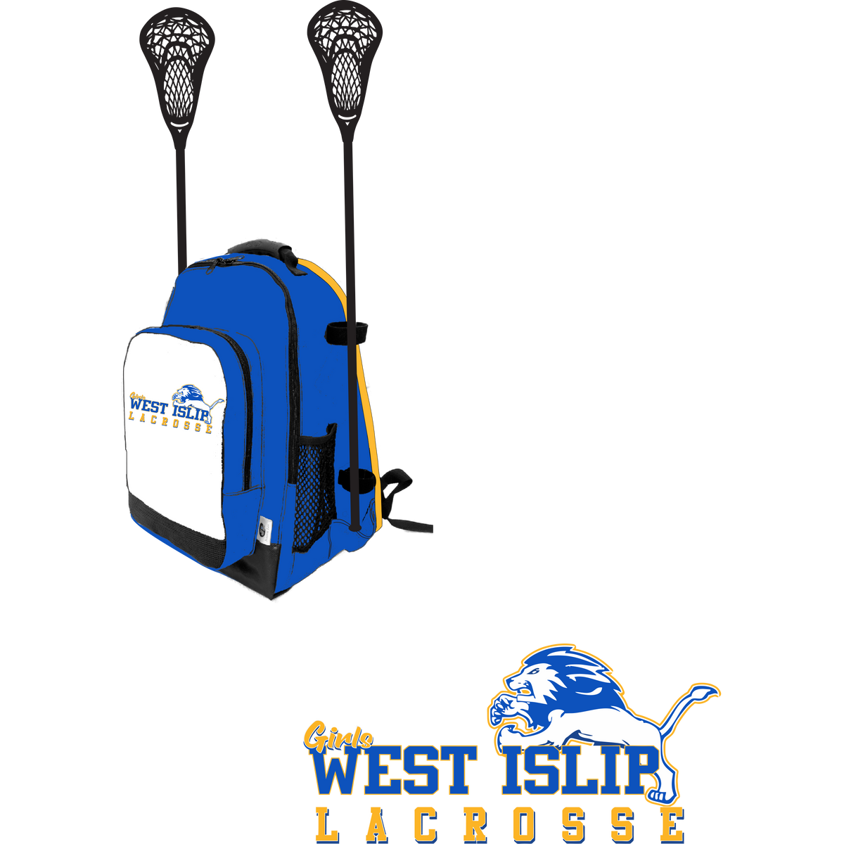 West Islip Girls Youth Lacrosse Side Stick Holder Small Backpack
