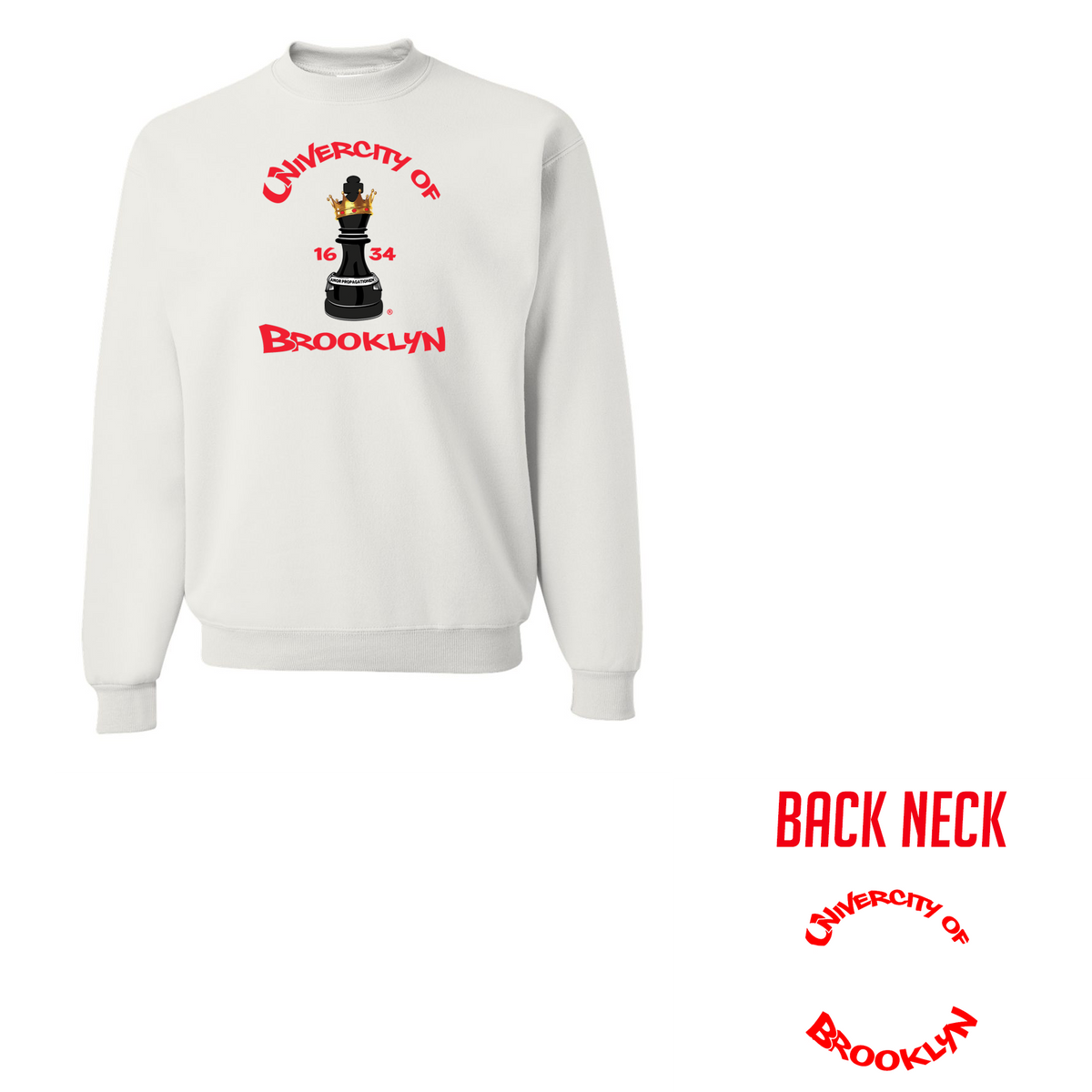 UniverCity of Brooklyn Collegiate Style NuBlend Crewneck Sweatshirt - Red Logo