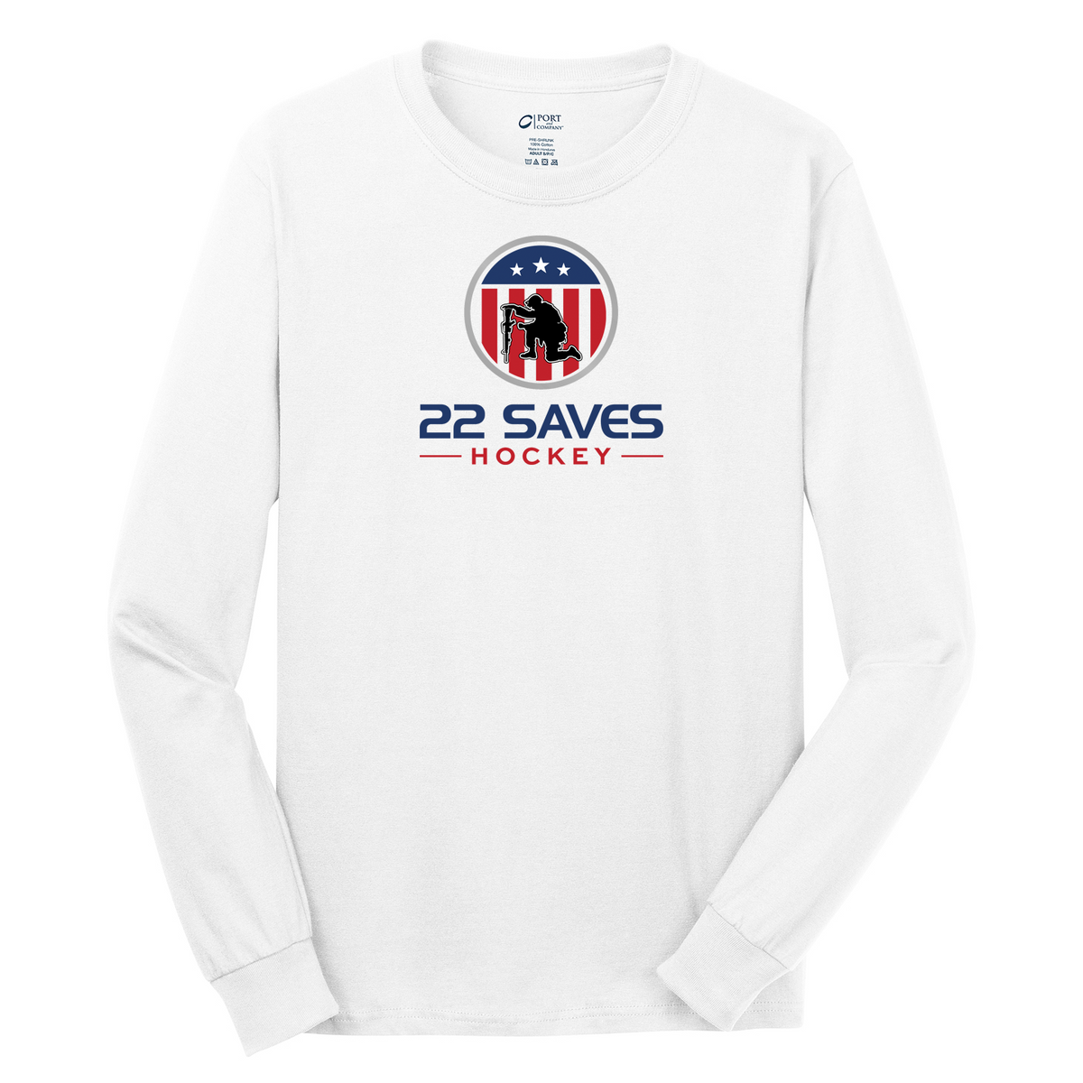 22 Saves Hockey Cotton Long Sleeve Shirt