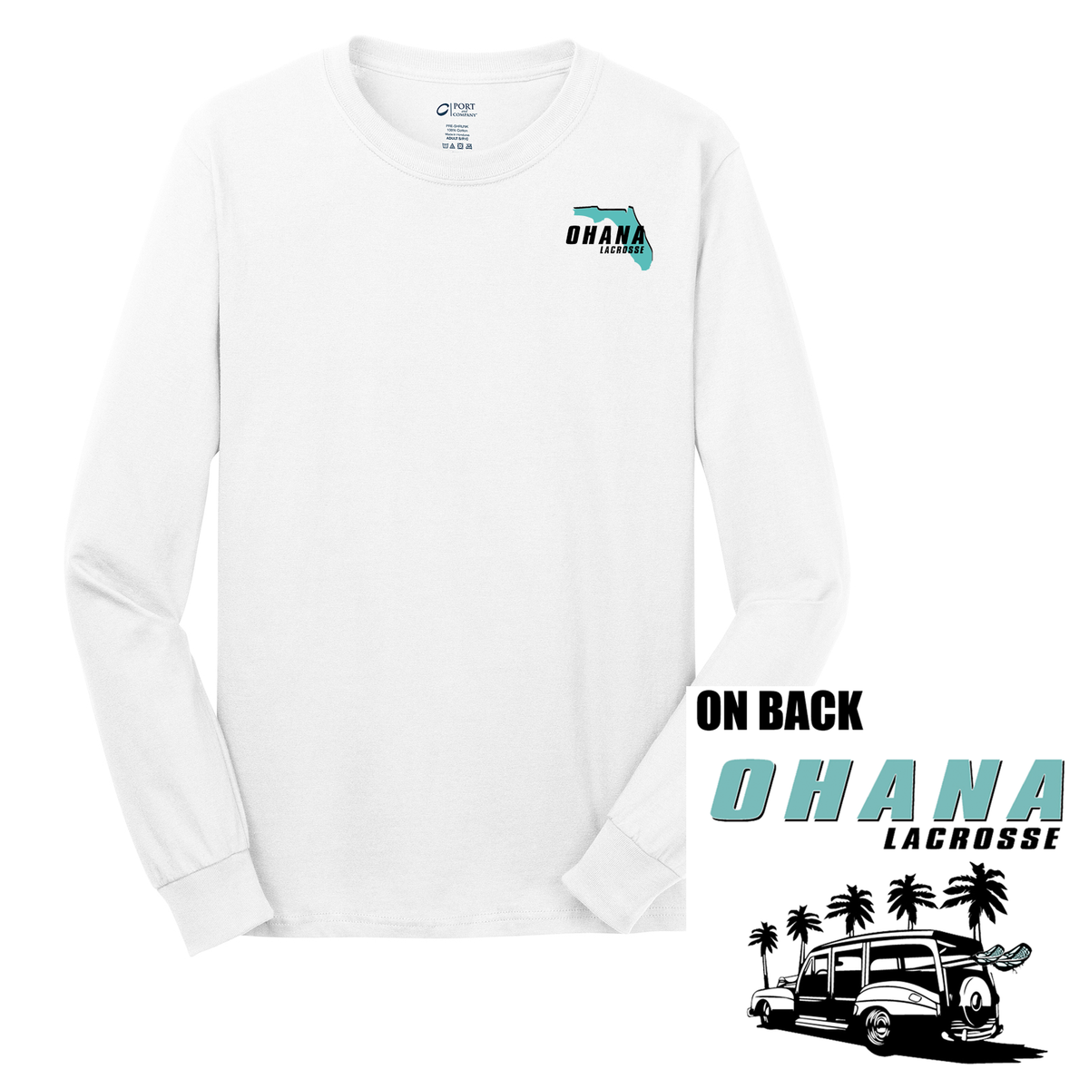 Ohana Lacrosse  Cotton Long Sleeve Shirt (Front&Back Logo)